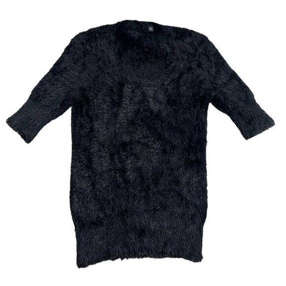 Anthropologie Knitted & Knotted Eyelash Sweater Womens Small 1/2 Sleeve Black - Picture 3 of 13